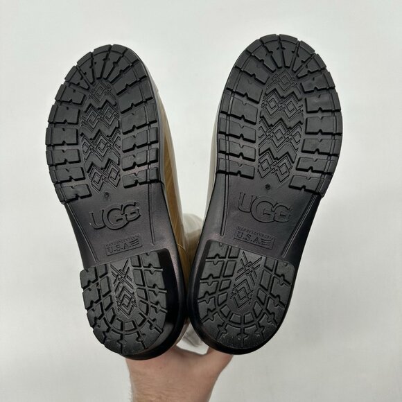 UGG Shaye Tan Clear Plaid Waterproof Rubber Tall Rain Boots - Women's Size 7 - Picture 10 of 11